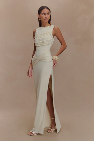 Draped Bodycon Midi Dress – Isolde - Hadassha