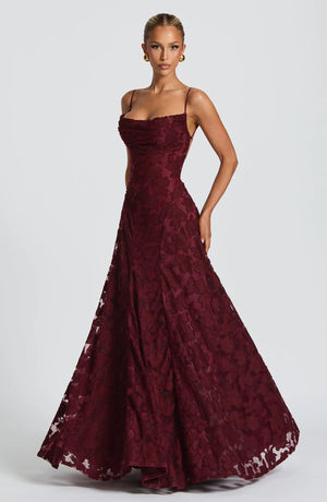 Evening Gown – Blooming Grace - Wine - Hadassha