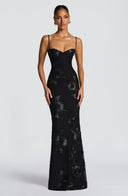 Floral Appliqué Corset Maxi Dress – Nerida - Hadassha