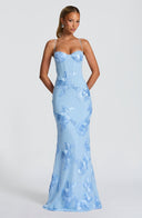 Floral Appliqué Corset Maxi Dress – Nerida - Hadassha