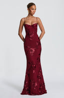 Floral Appliqué Corset Maxi Dress – Nerida - Hadassha