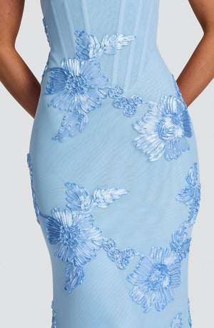 Floral Appliqué Corset Maxi Dress – Nerida - Hadassha