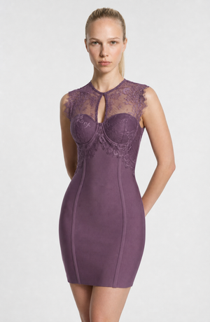 Halter Lace Bodycon Mini Dress – Romilly - Hadassha