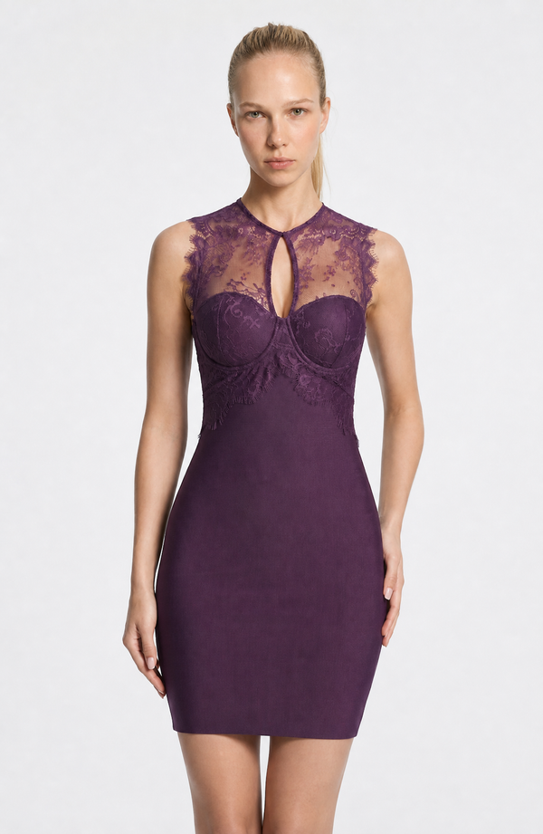 Halter Lace Bodycon Mini Dress – Romilly - Hadassha
