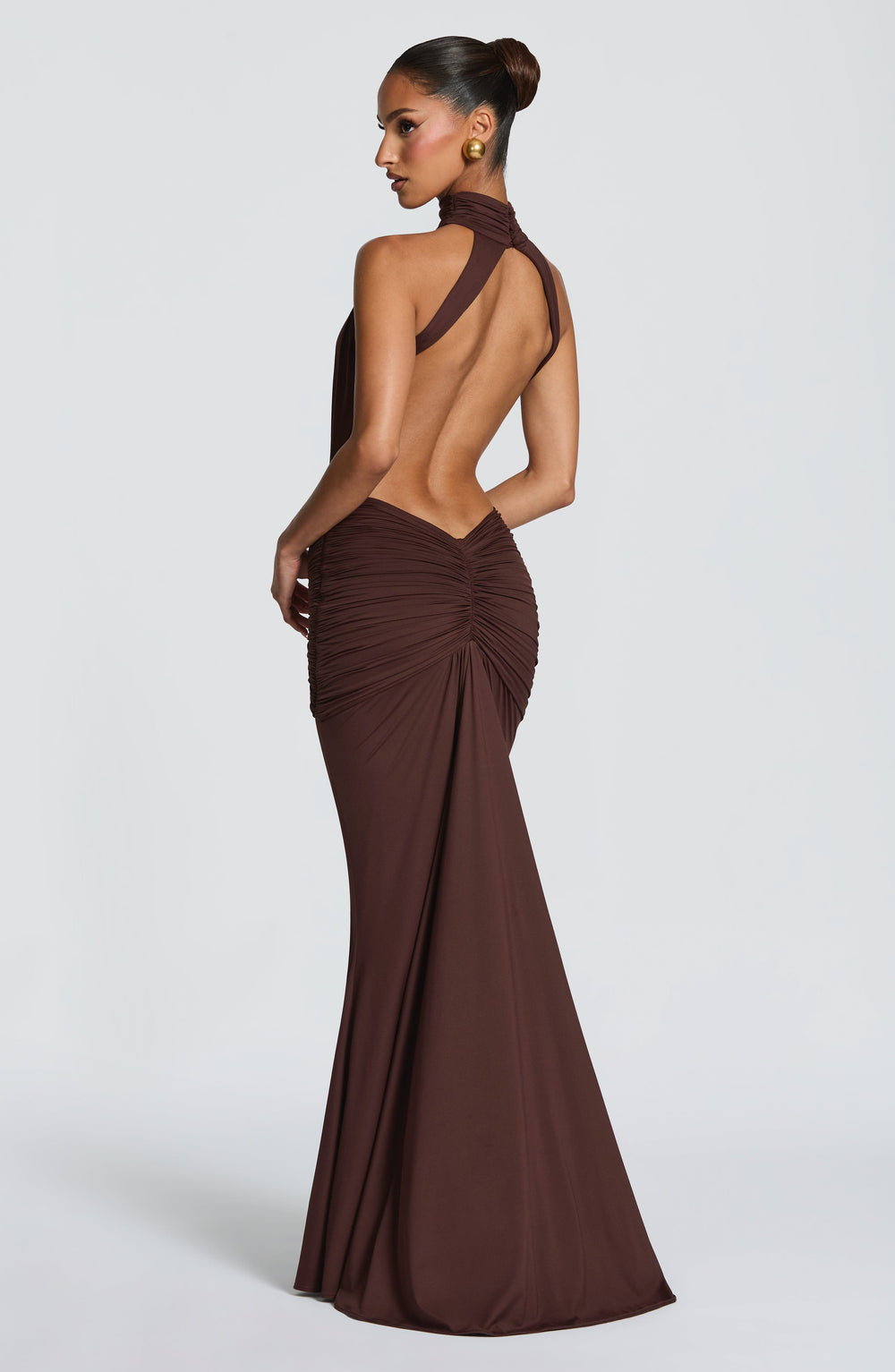 Halter Maxi Dress Sculpting – Honora - Brown - Hadassha