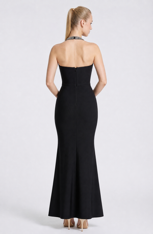 Halter Mermaid Maxi Dress Embellished – Romilly - Hadassha
