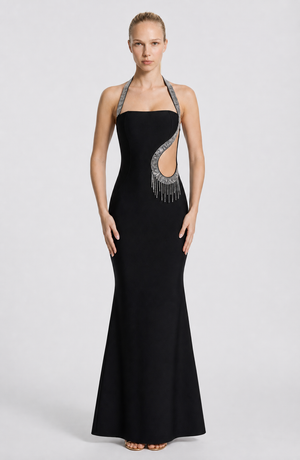 Halter Mermaid Maxi Dress Embellished – Romilly - Hadassha