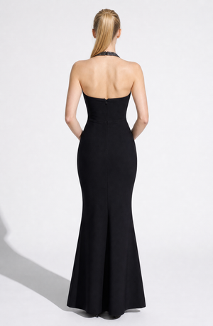 Halter Mermaid Maxi Dress Embellished – Romilly - Hadassha