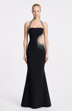 Halter Mermaid Maxi Dress Embellished – Romilly - Hadassha