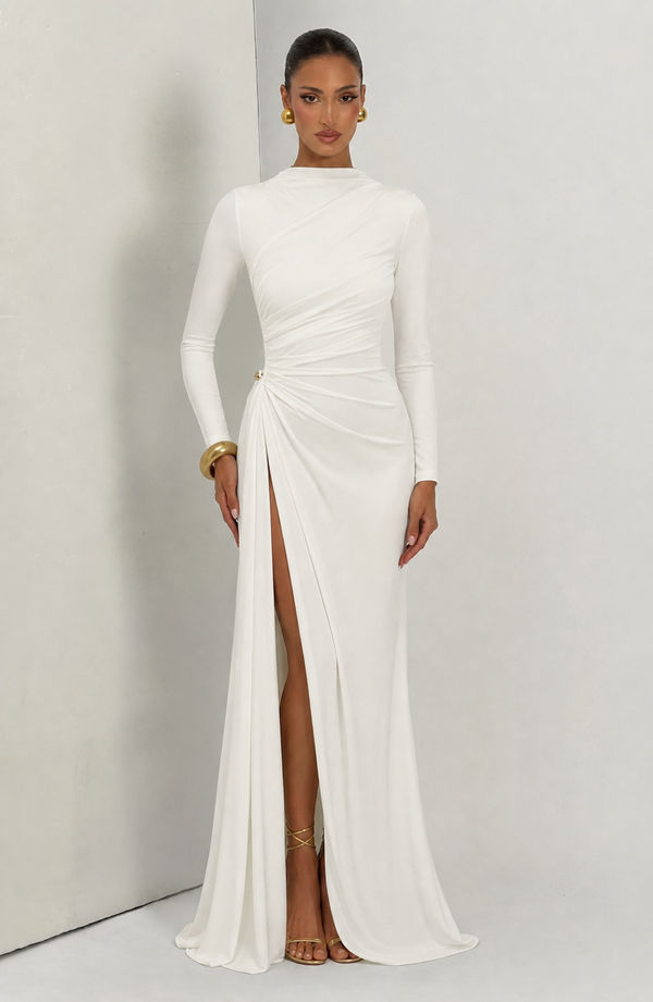 High Neck Draped Mini Dress – Seraphine - Hadassha