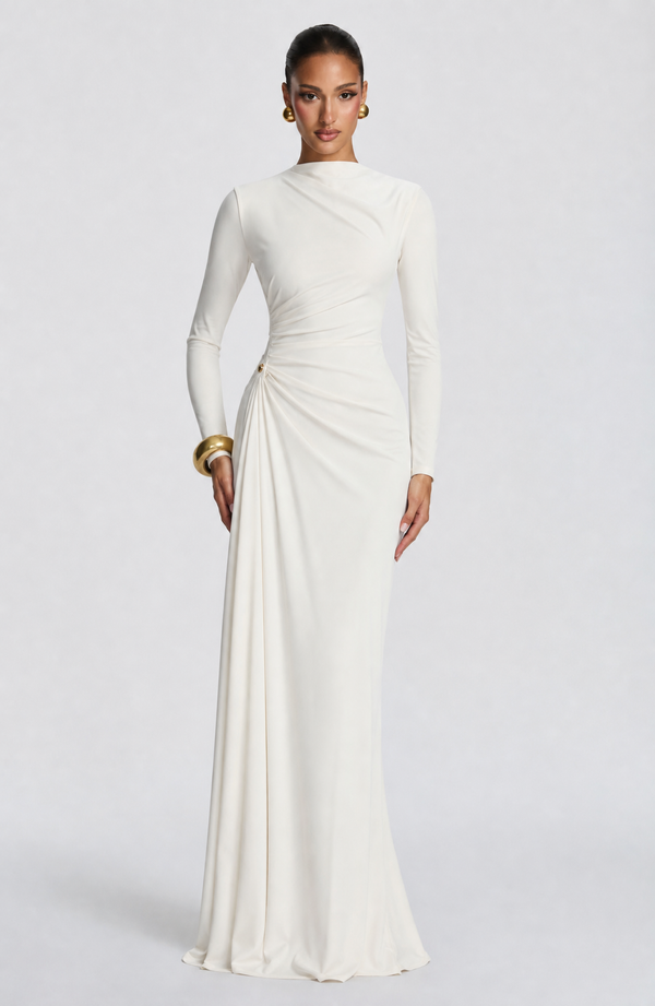 High Neck Draped Mini Dress – Seraphine - Hadassha