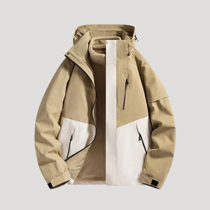 Hooded Breathable Packable Waterproof Jacket - Beige - Hadassha