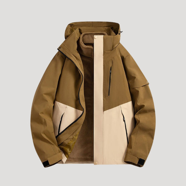 Hooded Breathable Packable Waterproof Jacket - Brown - Hadassha