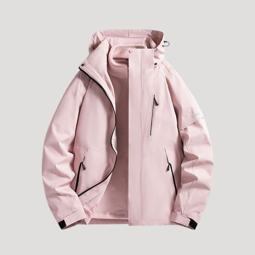 Hooded Breathable Packable Waterproof Jacket - Pink - Hadassha
