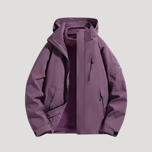 Hooded Breathable Packable Waterproof Jacket - Purple - Hadassha