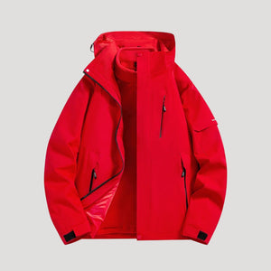 Hooded Breathable Packable Waterproof Jacket - Red - Hadassha