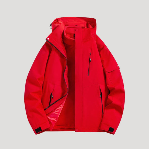 Hooded Breathable Packable Waterproof Jacket - Red - Hadassha