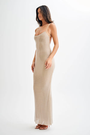 Hotfix Mesh Back Maxi Dress – Solene - Hadassha