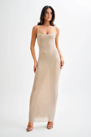 Hotfix Mesh Back Maxi Dress – Solene - Hadassha