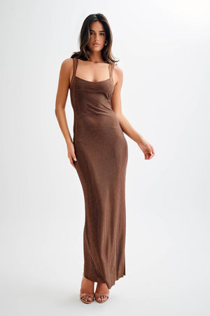 Hotfix Mesh Back Maxi Dress – Solene - Hadassha