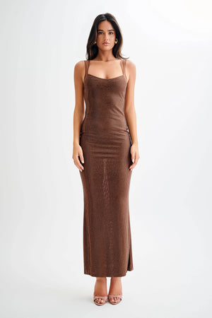 Hotfix Mesh Back Maxi Dress – Solene - Hadassha