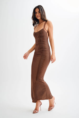 Hotfix Mesh Back Maxi Dress – Solene - Hadassha