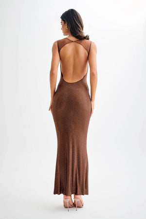 Hotfix Mesh Back Maxi Dress – Solene - Hadassha