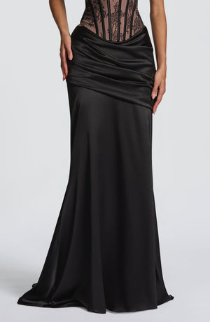 Lace Corset Top & Maxi Skirt Co-ord Set – Vesper - Black - Hadassha