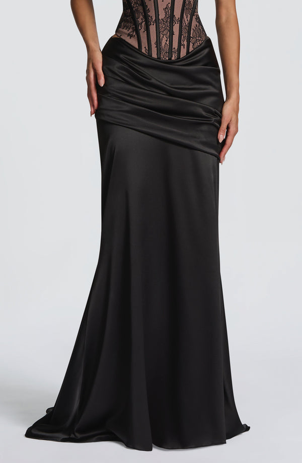 Lace Corset Top & Maxi Skirt Co-ord Set – Vesper - Black - Hadassha