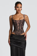 Lace Corset Top & Maxi Skirt Co-ord Set – Vesper - Black - Hadassha