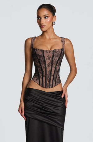 Lace Corset Top & Maxi Skirt Co-ord Set – Vesper - Black - Hadassha