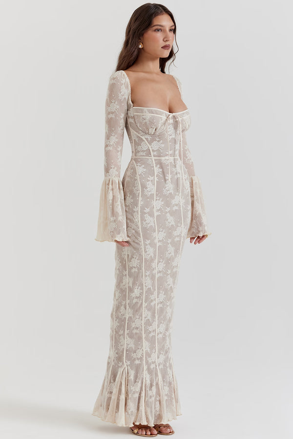 Lace Maxi Dress Structured Bust – Delancey - Hadassha