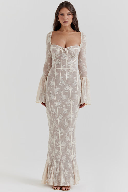 Lace Maxi Dress Structured Bust – Delancey - Hadassha