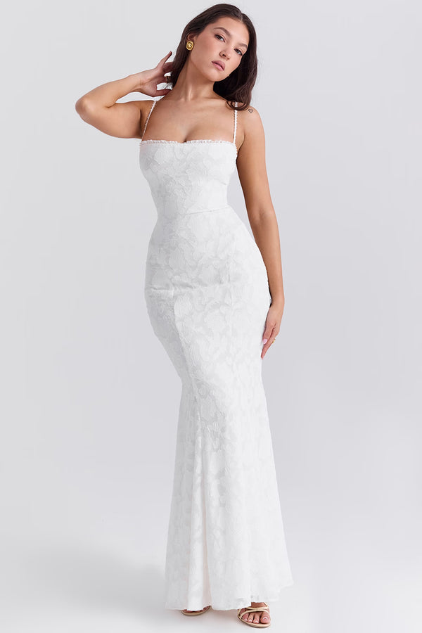 Lace-Up Back Maxi Dress Burnout Lace – Delancey - Hadassha