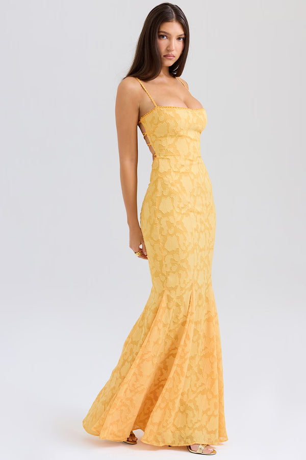 Lace-Up Back Maxi Dress Burnout Lace – Delancey - Hadassha