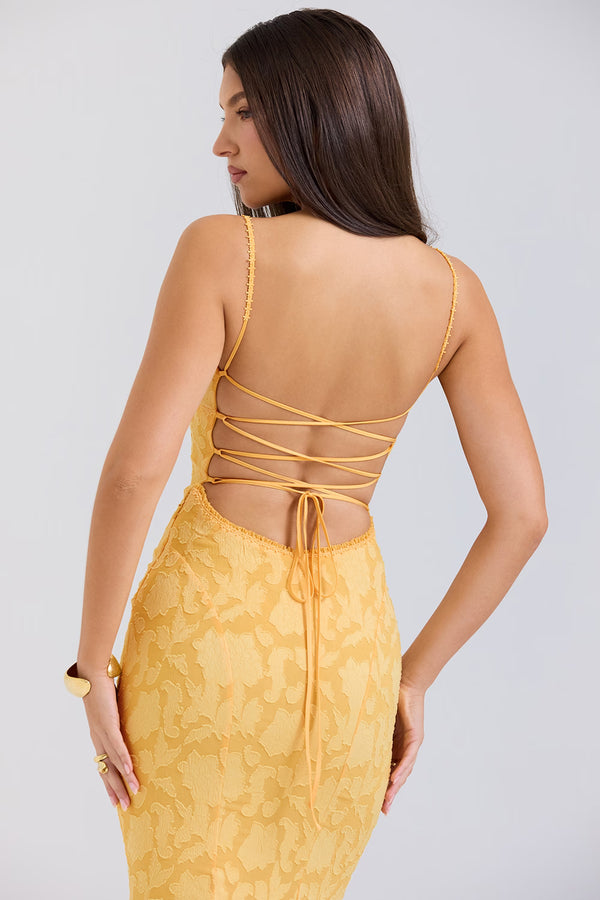 Lace-Up Back Maxi Dress Burnout Lace – Delancey - Hadassha