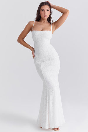 Lace-Up Back Maxi Dress Burnout Lace – Delancey - Hadassha