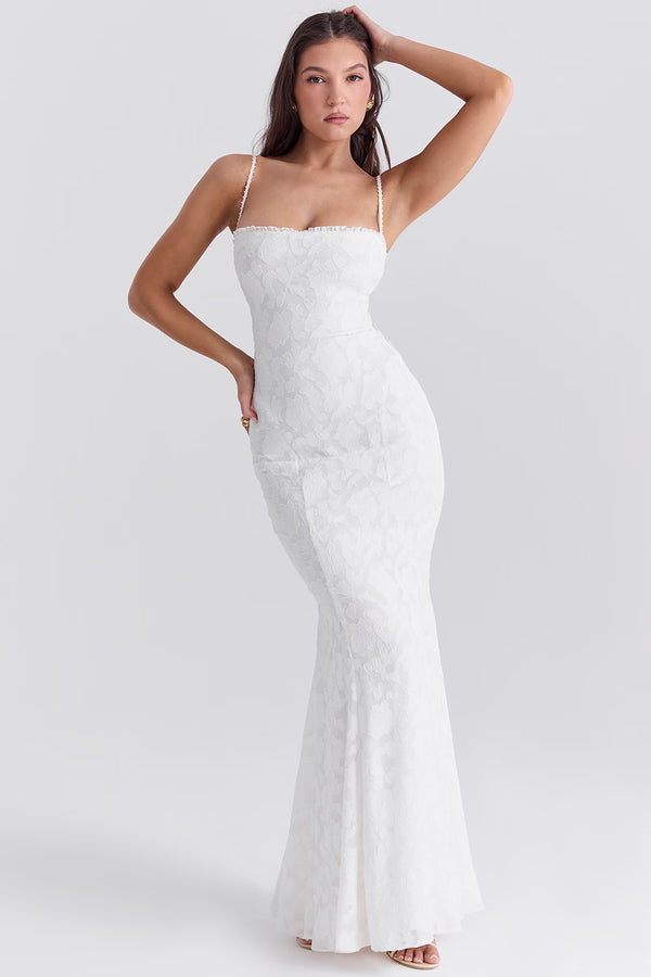 Lace-Up Back Maxi Dress Burnout Lace – Delancey - Hadassha