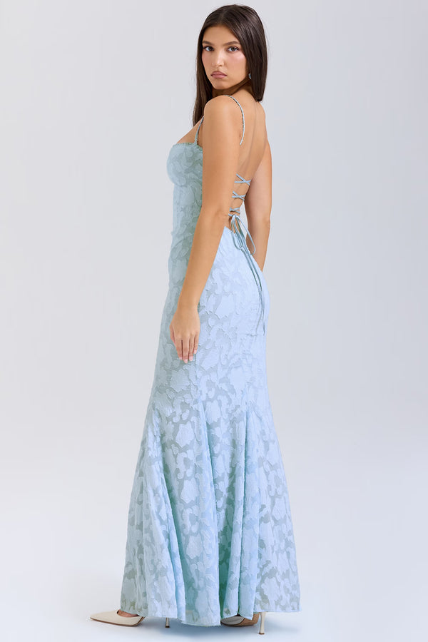 Lace-Up Back Maxi Dress Burnout Lace – Delancey - Hadassha