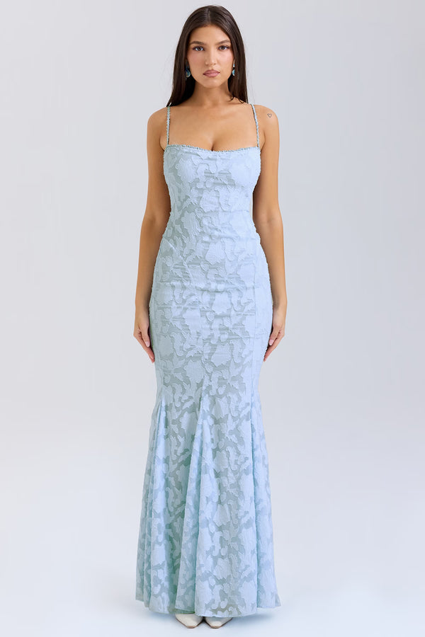 Lace-Up Back Maxi Dress Burnout Lace – Delancey - Hadassha