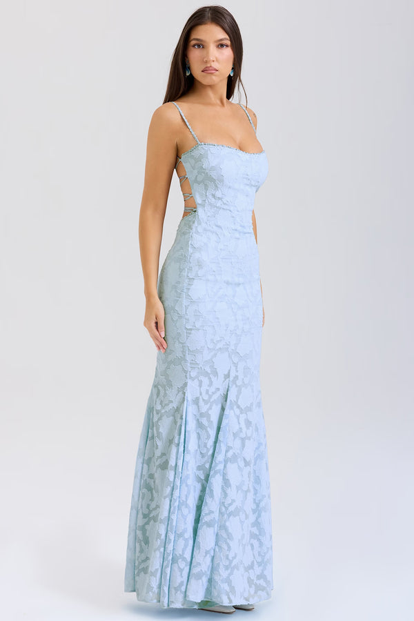 Lace-Up Back Maxi Dress Burnout Lace – Delancey - Hadassha