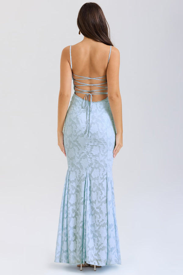 Lace-Up Back Maxi Dress Burnout Lace – Delancey - Hadassha