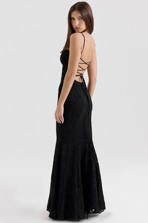 Lace-Up Back Maxi Dress Burnout Lace – Delancey - Hadassha
