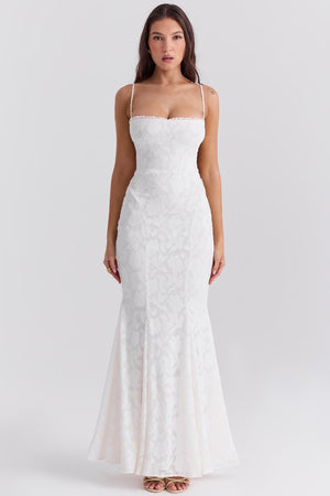 Lace-Up Back Maxi Dress Burnout Lace – Delancey - Hadassha