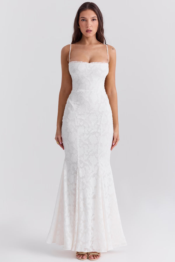 Lace-Up Back Maxi Dress Burnout Lace – Delancey - Hadassha
