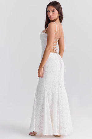 Lace-Up Back Maxi Dress Burnout Lace – Delancey - Hadassha