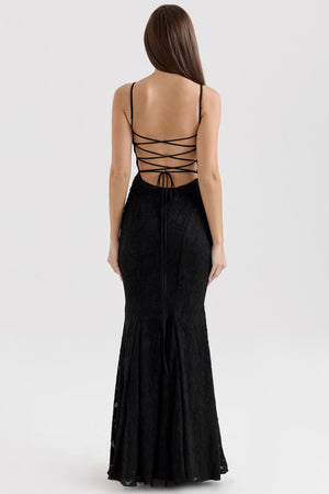 Lace-Up Back Maxi Dress Burnout Lace – Delancey - Hadassha