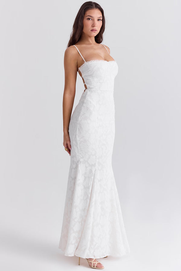 Lace-Up Back Maxi Dress Burnout Lace – Delancey - Hadassha