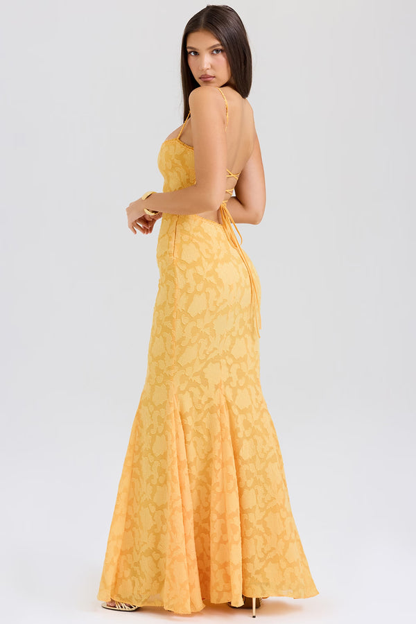 Lace-Up Back Maxi Dress Burnout Lace – Delancey - Hadassha
