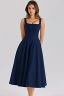 Ladies’ Bustier Midi Dress Shaping – Eleanor - Navy Blue - Hadassha